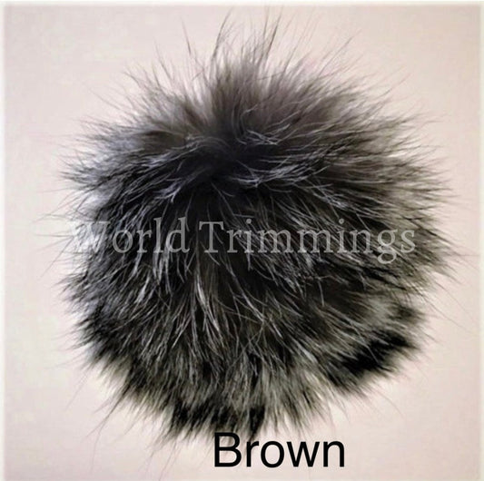 Real Fox Fur Pom Brown Color 5 Inchs Hat Raccoon Pompom Large Poms Ball Hats