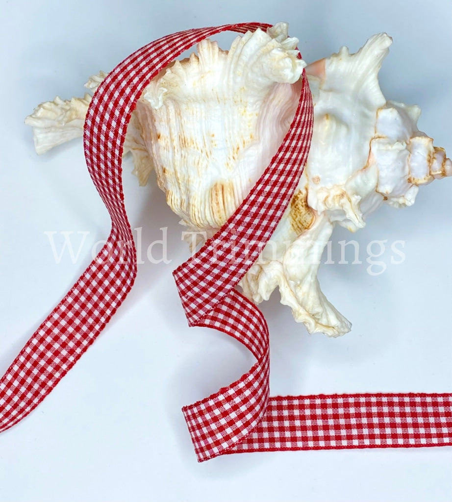 Red And White Gingham Ribbon 3/4 Picnic Craft Buffalo For Crafts Hair Accessories Christmas Gift