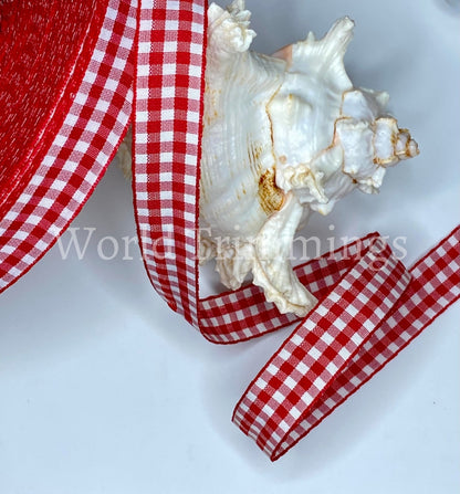 Red And White Gingham Ribbon 3/4 Picnic Craft Buffalo For Crafts Hair Accessories Christmas Gift