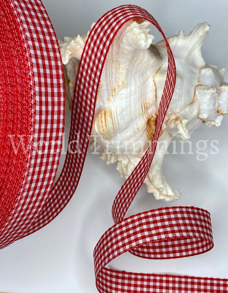 Red And White Gingham Ribbon 3/4 Picnic Craft Buffalo For Crafts Hair Accessories Christmas Gift