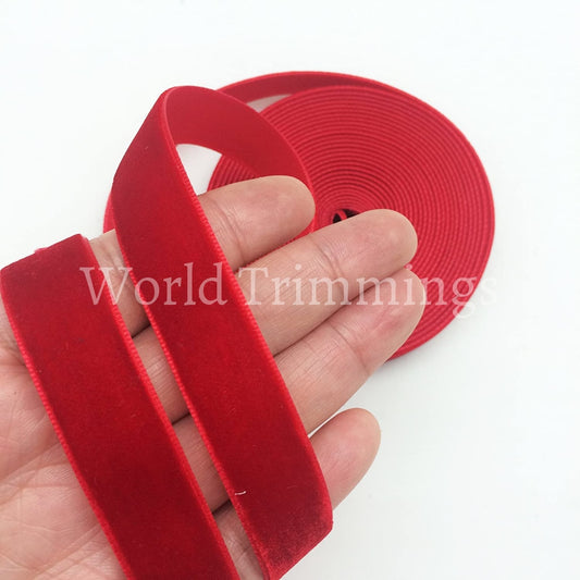 Red Color Single Face Velvet Ribbon 6 Yards 5/8Inch(16Mm) Clothing Accessories