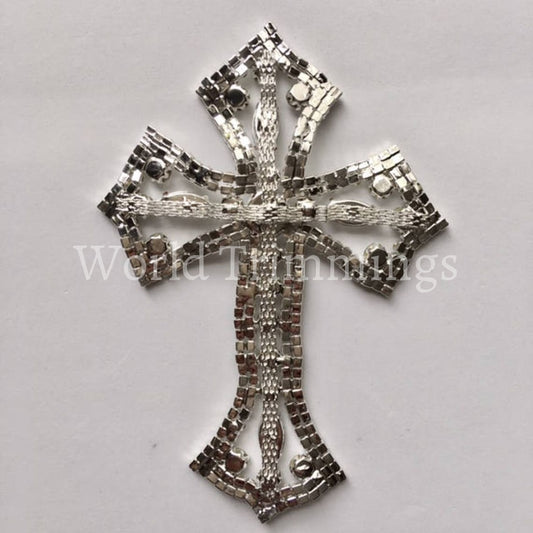 Rhinestone Cross Applique/ Swarovski Shine/ Baptism/ First Communion 5 X 3 3/4 Clothing Accessories