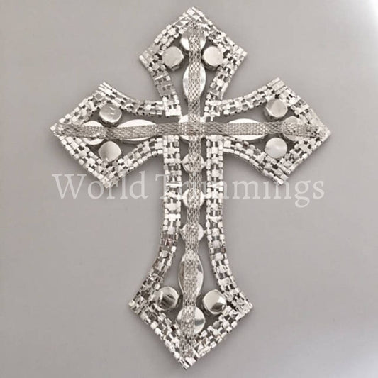 Rhinestone Cross Applique/ Swarovski Shine/ Baptism/ First Communion 7 1/4 X 5 3/4 Clothing