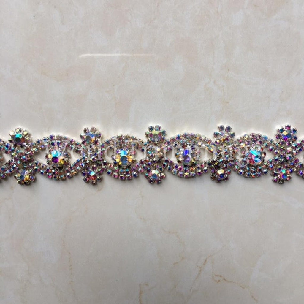 Rhinestone Crystal Ab Trimming Chain Bridal Wedding Sash Hair Decoration 1 Diameter Selling Per Yard