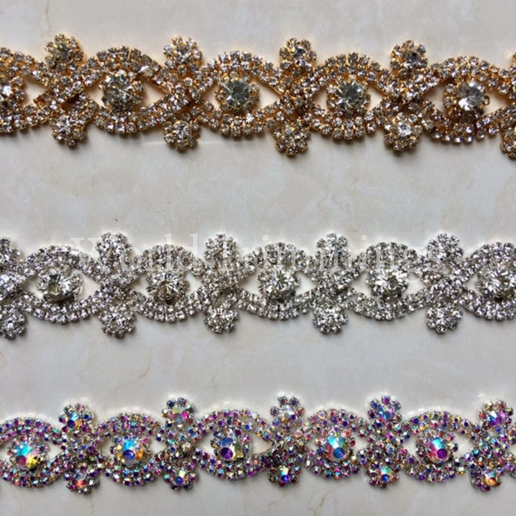 Rhinestone Crystal Ab Trimming Chain Bridal Wedding Sash Hair Decoration 1 Diameter Selling Per Yard