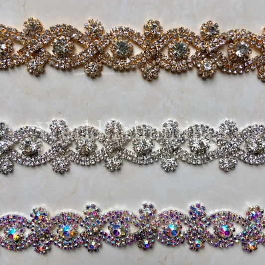 Rhinestone Crystal Trimming Chain Bridal Wedding Sash Hair Decoration 1 Diameter Selling Per Yard