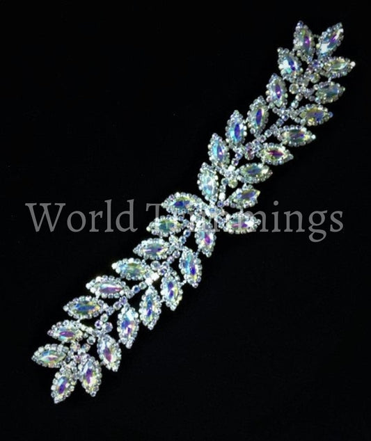 Rhinestone Leaf Bridal Applique/ Sash Applique/shine Like Swarovski Quarlity Crystal Ab Belts