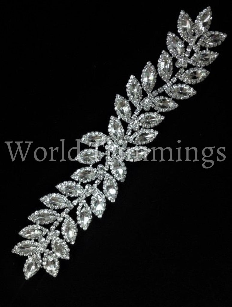 Rhinestone Leaf Bridal Applique/ Sash Applique/shine Like Swarovski Quarlity Crystal Belts