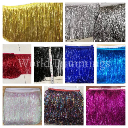 Shiny Metallic Fringe 7 Wide Perfect For Adding Flare To Garments Party Home Decor Applications And