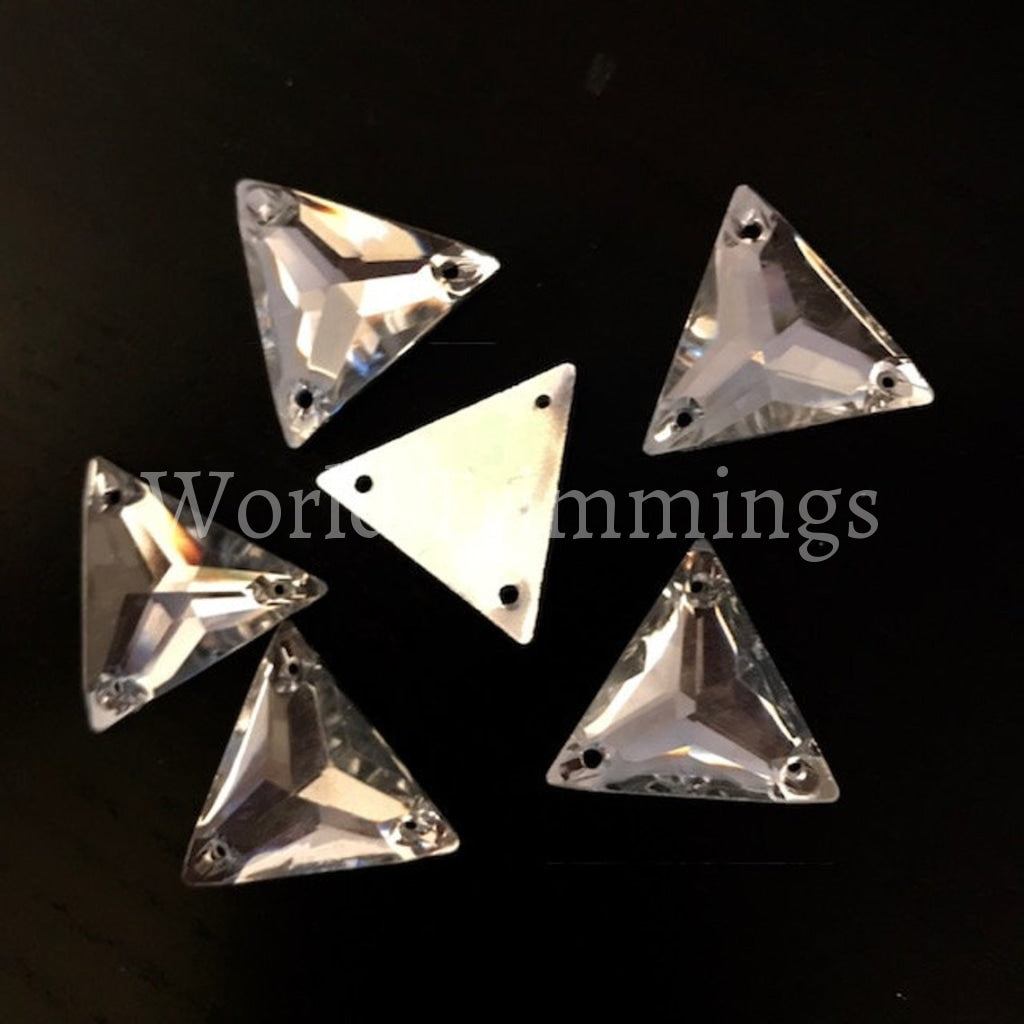 Shiny Triangle Resin Stone Crystal 16Mm X16Mm With Two Holes Sew On Diamante Rhinestone Gems Selling