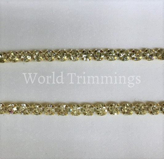 Singel Row Rhinestone Banding Trim / Crystal /gold Setting Clothing Accessories