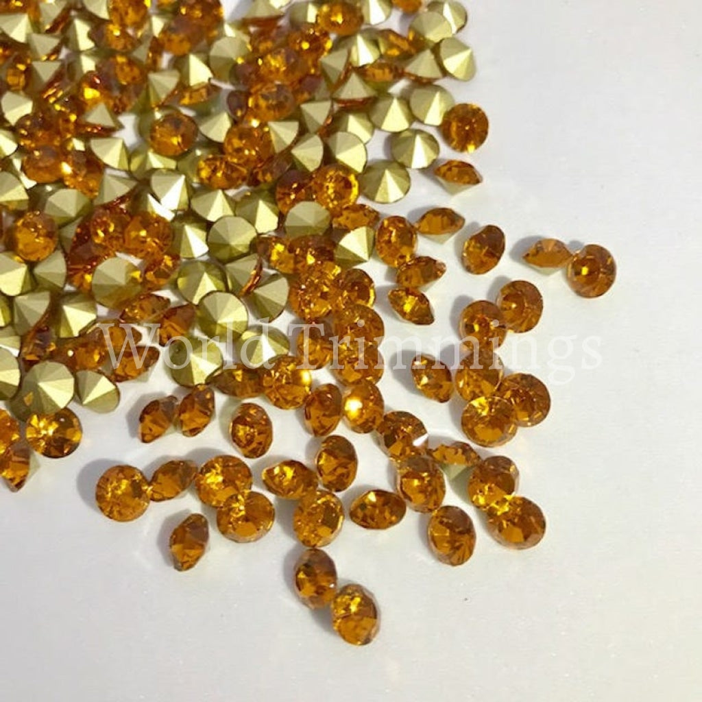 Ss12 Loose Pointy Rhinestone Packs/ Swarovski Shine Rhinestones Glue On Crystal Ss12/1440Pcs Topaz