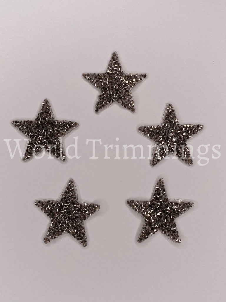 Star Rhinestone Applique Iron On Transfer Patch Price For 5 Pcs/ 2 Diameter Jet Hematite Costumes &