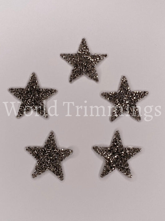 Star Rhinestone Applique Iron On Transfer Patch Price For 5 Pcs/ 2 Diameter Jet Hematite Costumes &