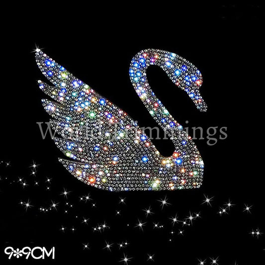 The Swan Faces Shape Crystal Decoration Rhinestone Transfer Iron On Bling Design Motif For Hat