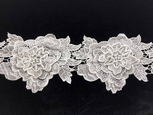 Venice Lace Trimming 3D Off White Flower / 5 Inch Width Selling Per Yard Baby & Toddler Clothing