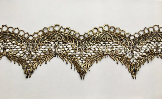 Venice Lace Trimming Embroidered Price Per Yard /4 Wide (Black Or Off White ) Black/gold Clothing