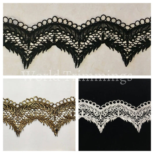 Venice Lace Trimming Embroidered Price Per Yard /4 Wide (Black Or Off White ) Clothing Accessories