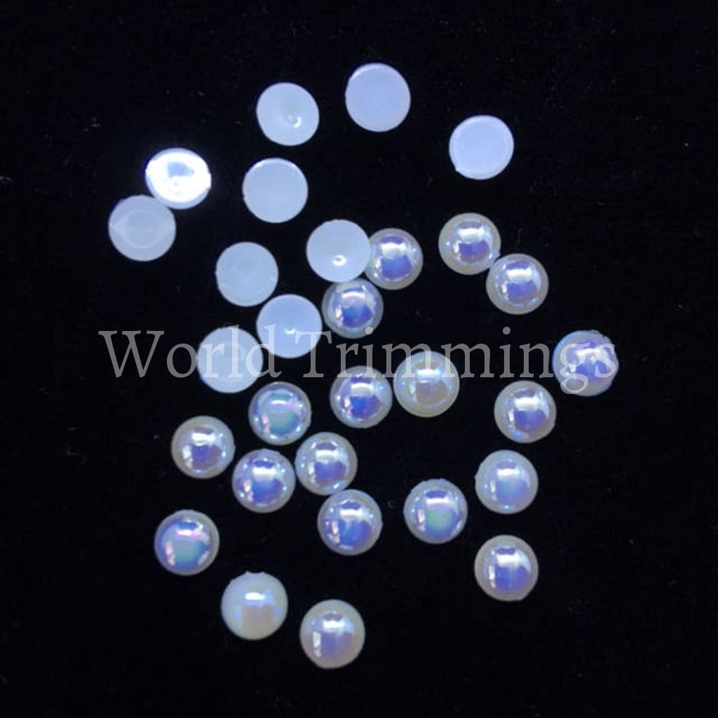 White Ab 5Mm Loose Pearl Flat Back Half Price Per Pack/50 Grams Glue On Baby & Toddler Clothing