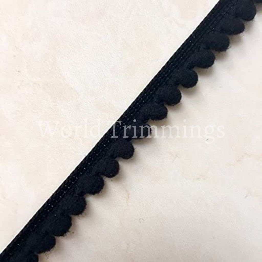 Wholesale Black Mini Pom Pom Trimming Handcrafted Fringe Fabric