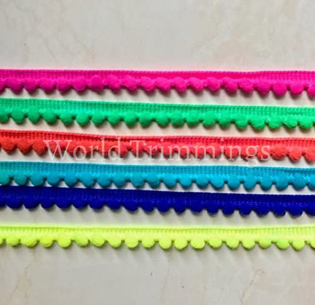 Wholesale Mini Pom Trimming Handcrafted Fringe Fabric Lace Sewing Border Trim New For Craft 10 Yard